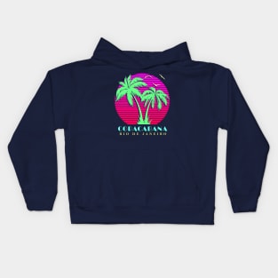 Copacabana Rio De Janeiro Palm Trees Sunset Kids Hoodie